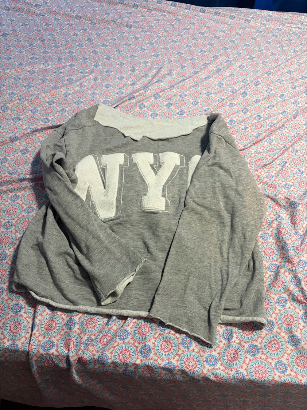 Gray 'NY'  Pullover Sweater
